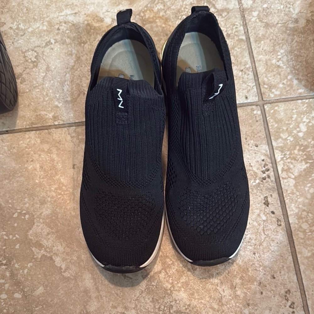 Black Knit Slip-On Sneakers